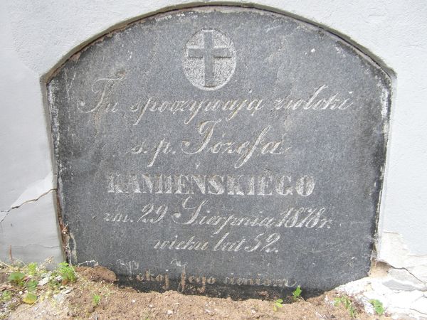 Nagrobek Józefa Kamieńskiego, cmentarz Na Rossie w Wilnie, stan z 2013 r.