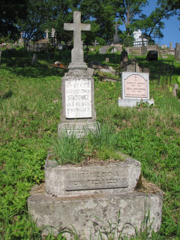 Nagrobek Aleksandra Edwarda Stachowicza, cmentarz na Rossie w Wilnie, stan na 2013 r.