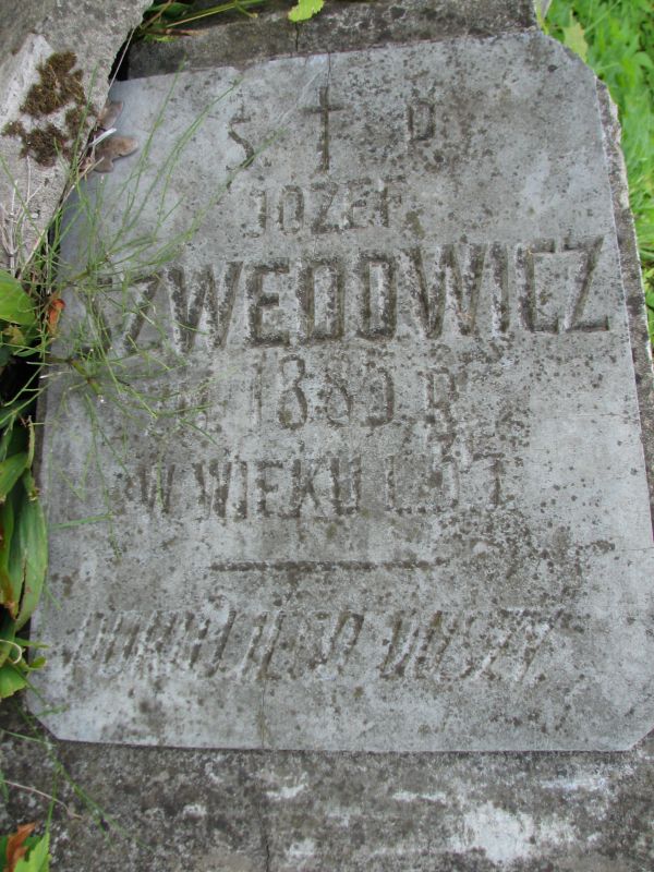 Tombstone of Józef Szwedowicz, Ross cemetery in Vilnius, as of 2013.