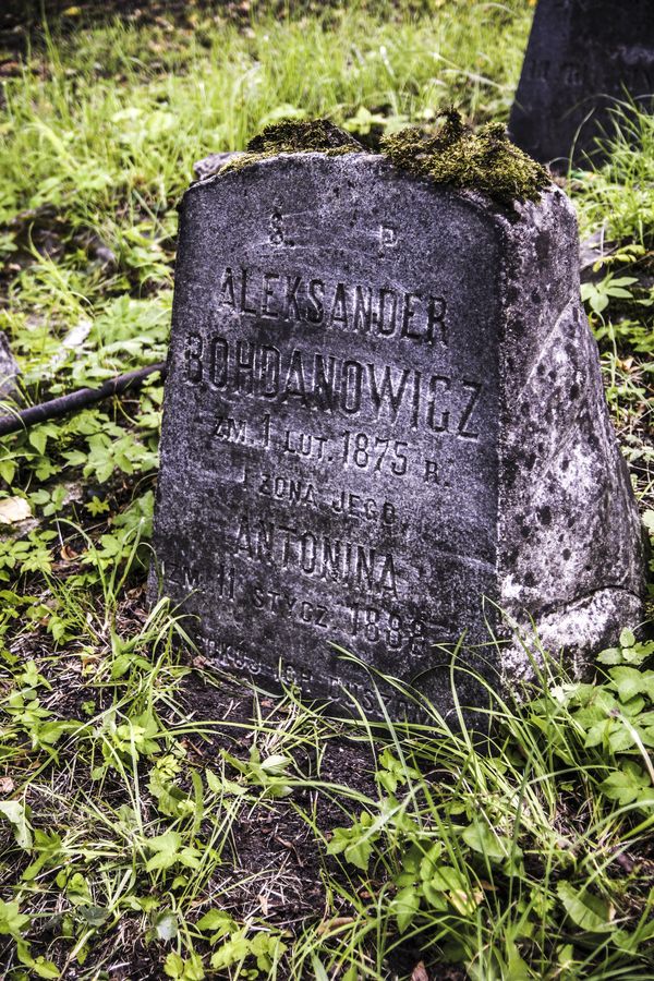Tombstone of Aleksander and Antonina Bohdanowicz, Na Rossie cemetery in Vilnius, as of 2013.