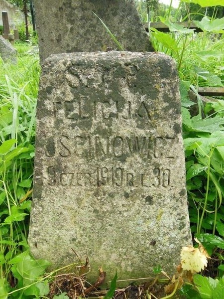 Fragment of a tombstone of Felicia Uscinowicz, Rossa cemetery in Vilnius, state 2013