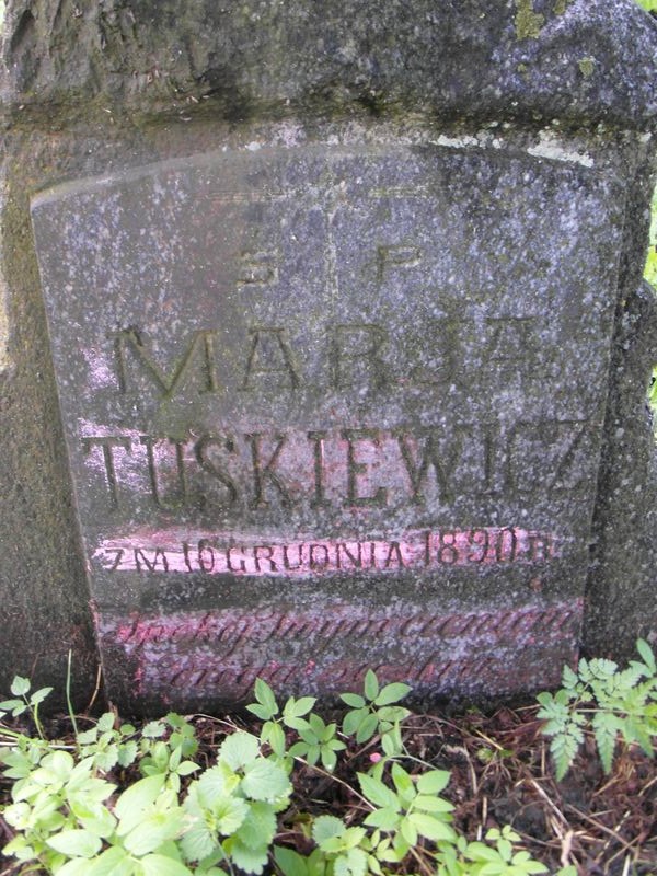 Fragment of Maria Tuskevich's tombstone, Ross Cemetery in Vilnius, 2014 state