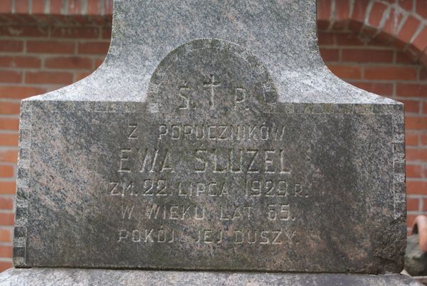 Fragment of Ewa Sluzel's tombstone, Ross cemetery, as of 2013