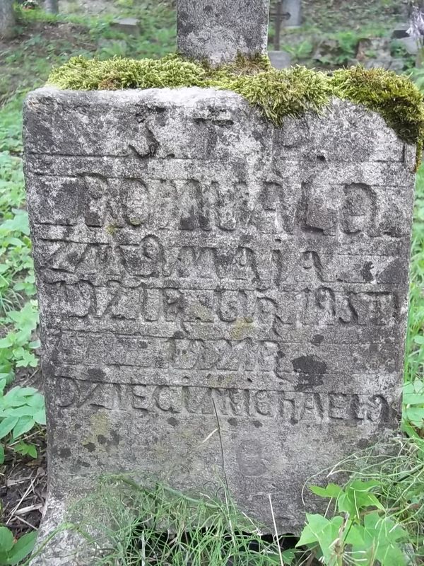 Inskrypcja nagrobka Romualda i Stanisława Michaelów, cmentarz Na Rossie w Wilnie, stan z 2013