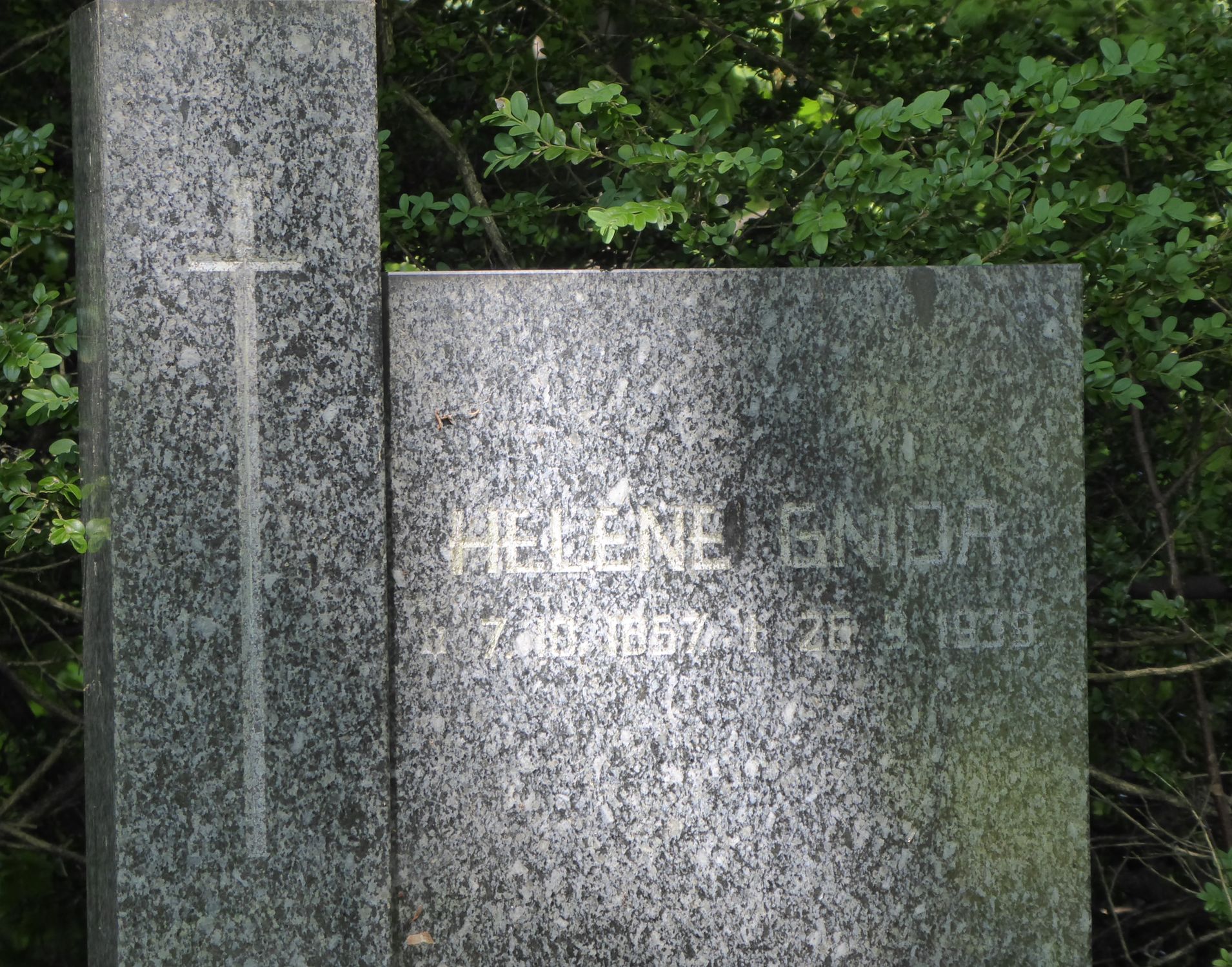 Fragment of Helena Gnida's gravestone from the cemetery of the Czech part of Těšín Silesia, as of 2022.