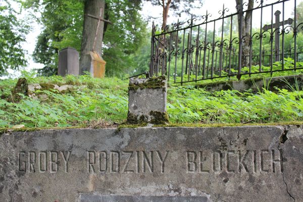 Inskrypcja grobowca rodziny Błockich i Henryka Iwanowskiego, cmentarz Na Rossie w Wilnie, stan z 2013