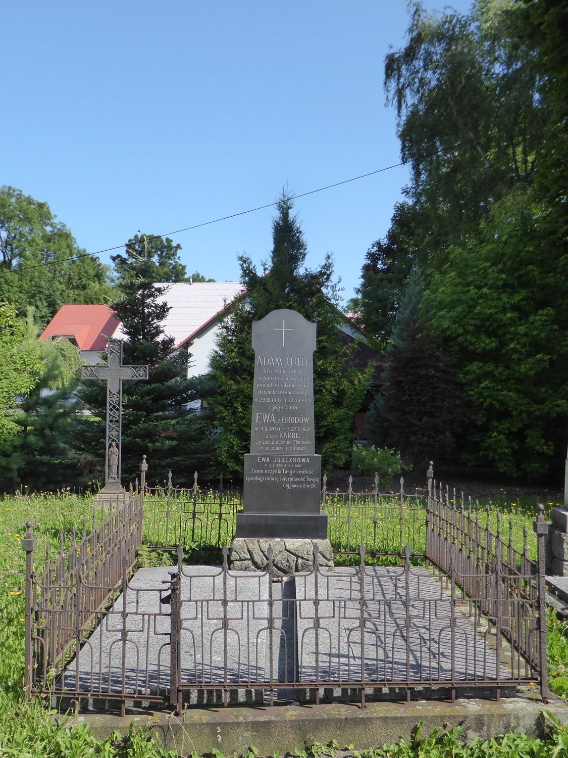 Tomb of Adam Cichy, Ewa Cichy, Karol Cichy and Ewa Jurczkowa from the cemetery of the Czech part of Těšín Silesia, as of 2022.