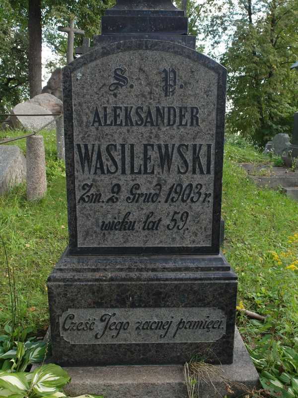 Fragment grobowca Aleksandra i Stanisławy Wasilewskich, cmentarz na Rossie w Wilnie, stan z 2013 r.