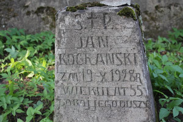 Inscription of Jan Kochański's tombstone, Na Rossie cemetery in Vilnius, as of 2013