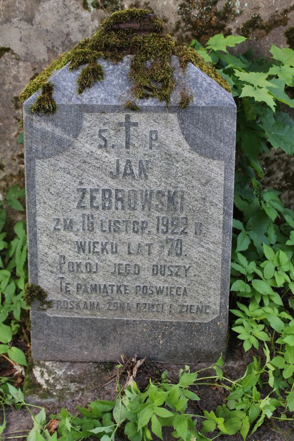 Tombstone of Jan Żebrowski, Na Rossie cemetery in Vilnius, as of 2013