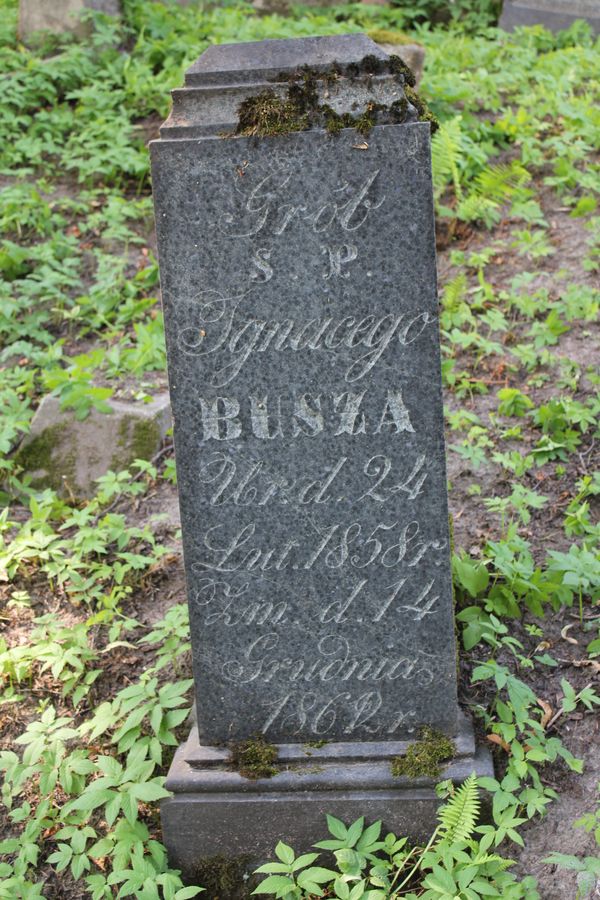 Tombstone of Ignacy Busza, Na Rossie cemetery in Vilnius, as of 2013