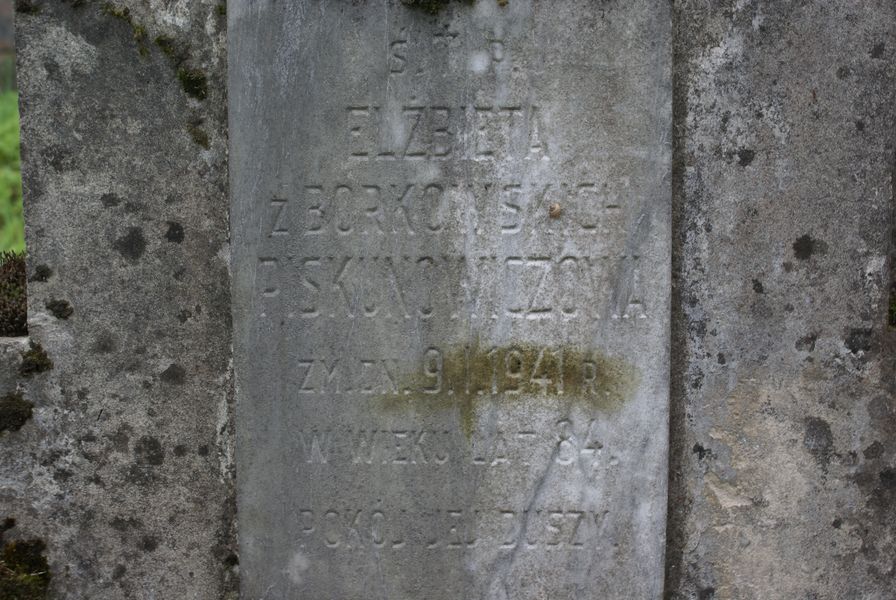 Fragment grobowca Elżbiety i Piotra Piskunowiczów, cmentarz Na Rossie w Wilnie, stan z 2013 r.