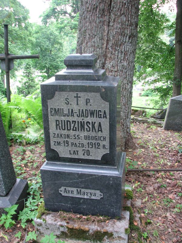 Tombstone of Emilia Jadwiga Rudzinska, Ross cemetery in Vilnius, as of 2014.