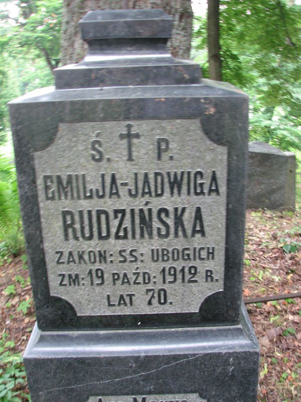 Tombstone of Emilia Jadwiga Rudzinska, Ross cemetery in Vilnius, as of 2014.