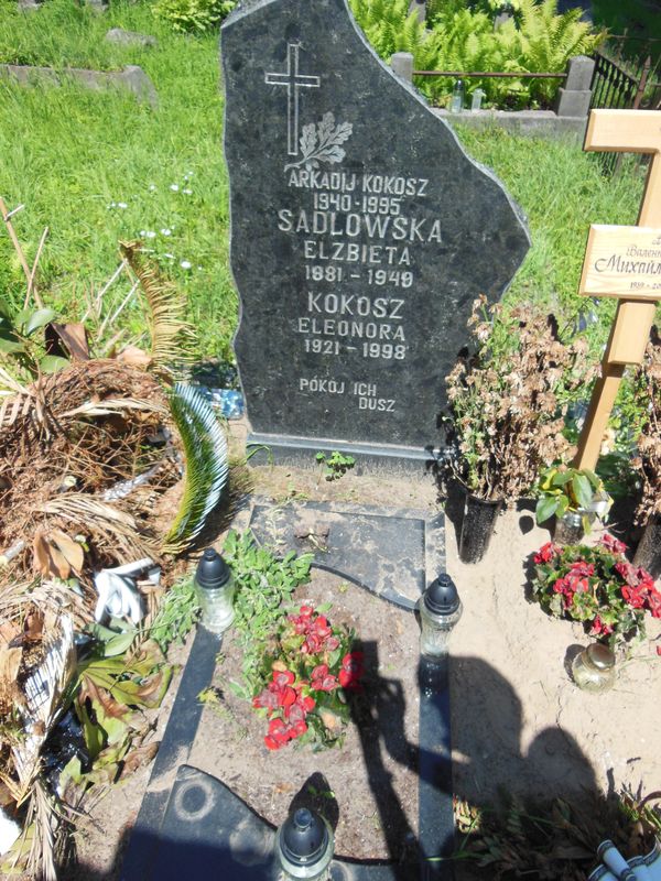 Nagrobek rodziny Kokoszów i Elżbiety Sądzowskiej, cmentarz Na Rossie w Wilnie, stan z 2013