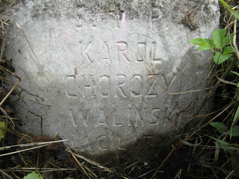 Fragment of the tombstone of Karol Walinski, Rossa cemetery in Vilnius, as of 2014