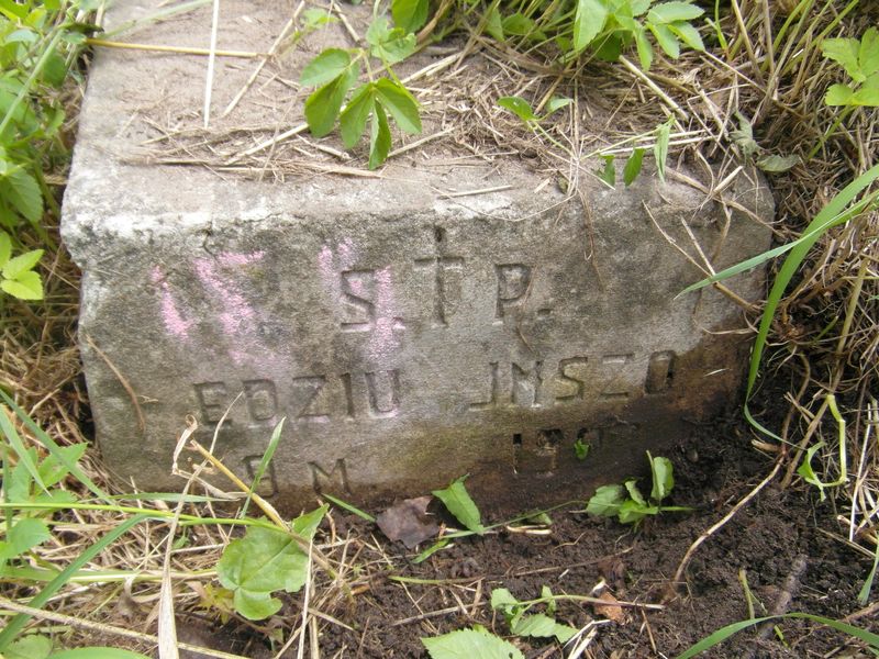 Fragment nagrobka Edwarda Imszo, cmentarz na Rossie w Wilnie, stan z 2014