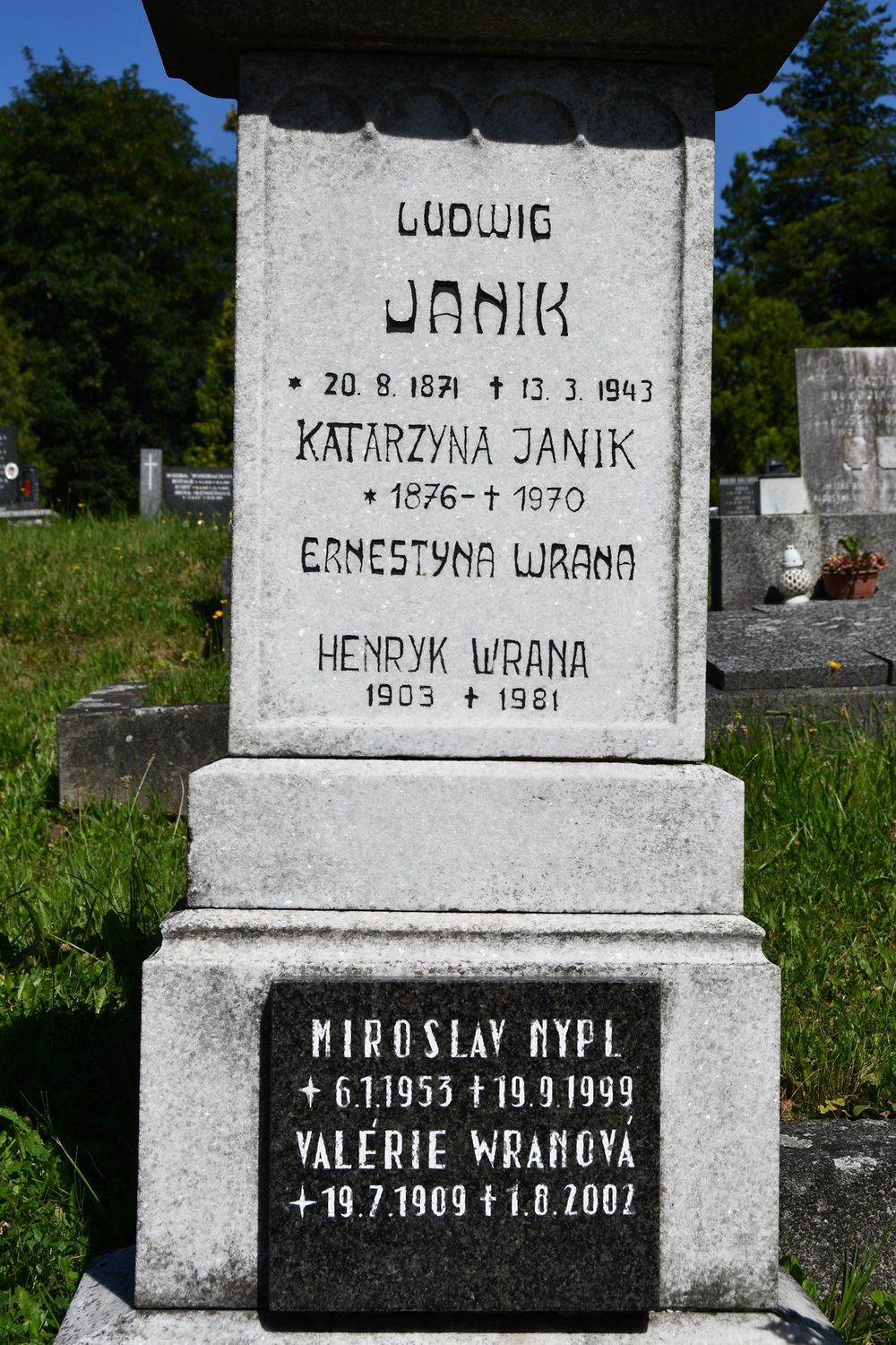 Fotografia przedstawiająca Nagrobek rodziny Janik i Wrana