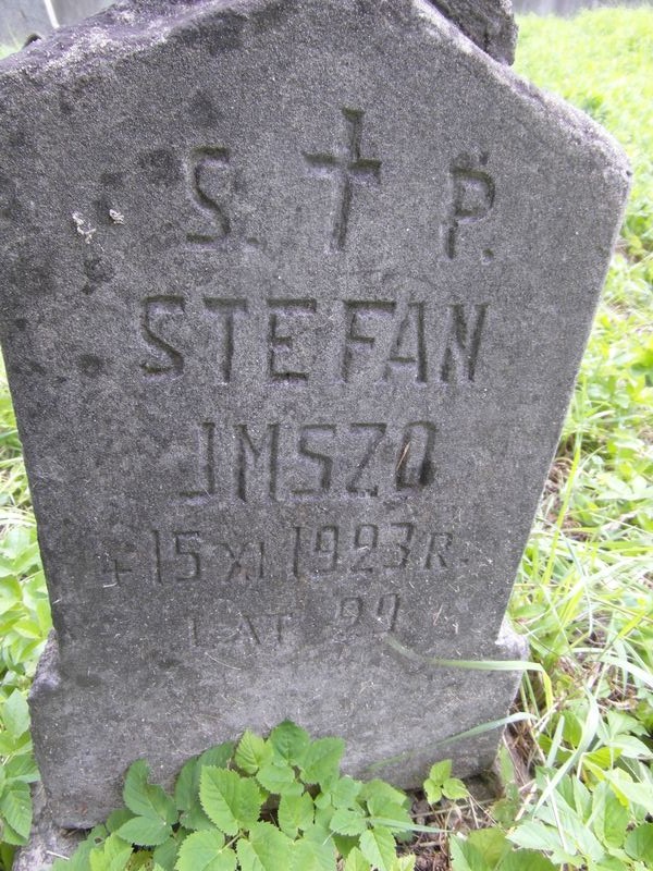Fragment of the tombstone of Stefan Imszo, Ross cemetery in Vilnius, 2014 state