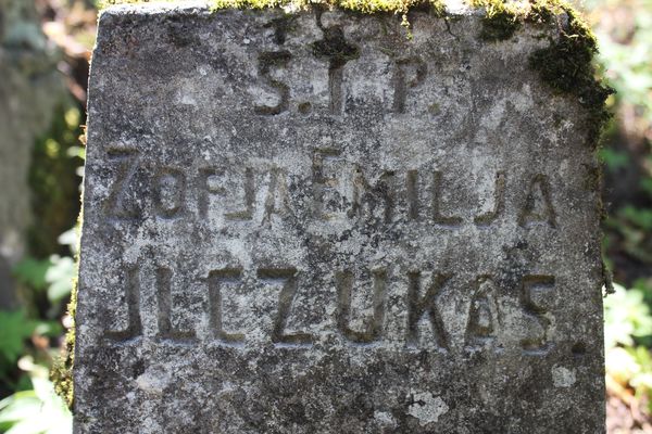 Inscription on the gravestone of Sophia Ilchukas, Na Rossie cemetery in Vilnius, as of 2013