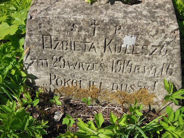 Inskrypcja na nagrobku Elżbiety Kuleszo, cmentarz Na Rossie w Wilnie, stan z 2013