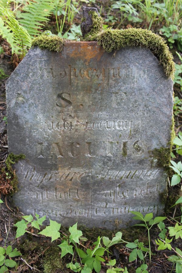 Inskrypcja nagrobka Janiny i Ryszarda Iacutisów, cmentarz Na Rossie w Wilnie, stan z 2013