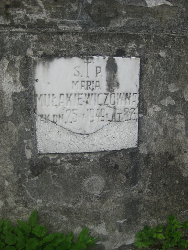 Fragment grobowca Jędrzeja Jankowskiego, Marii Mułakiewicz oraz Eugeniusza i Justyna Raszanowiczów, cmentarz na Rossie w Wilnie, stan z 2013