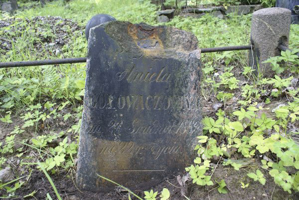 Fragment of the tombstone of Aniela Golowacz, Na Rossie cemetery in Vilnius, as of 2013.