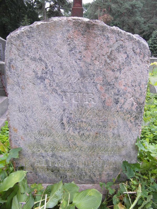 Fragment of a tombstone of the Tur family, Rossa cemetery in Vilnius, as of 2013