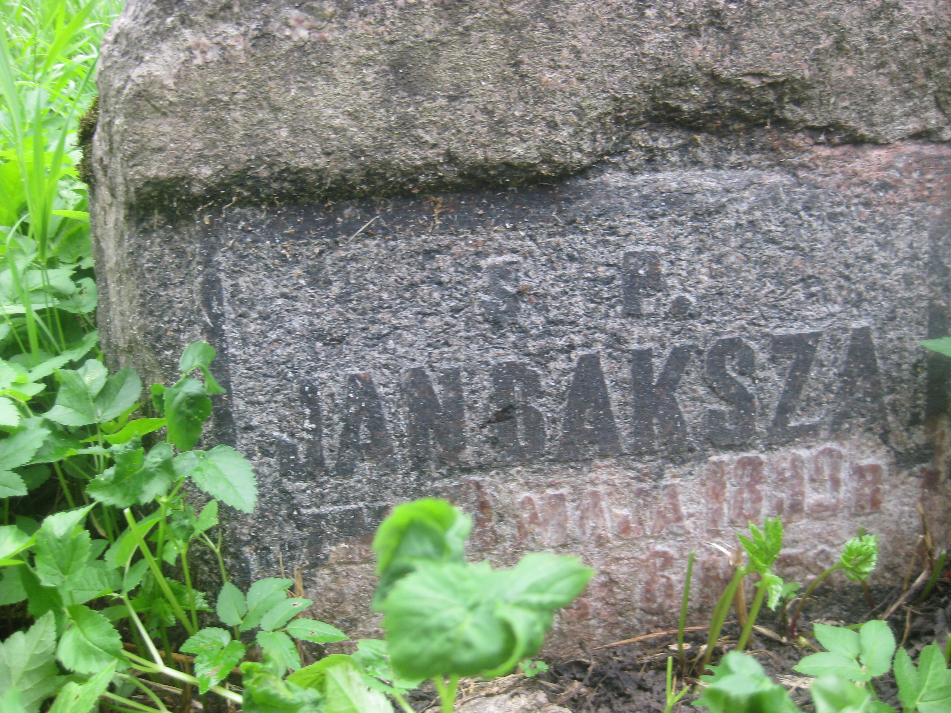 Fragment of Jan Baksha's tombstone, Rossa cemetery in Vilnius, 2013