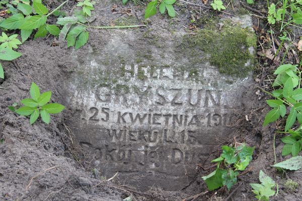 Inskrypcja nagrobka  Heleny Gryszun, cmentarz Na Rossie w Wilnie, stan z 2013