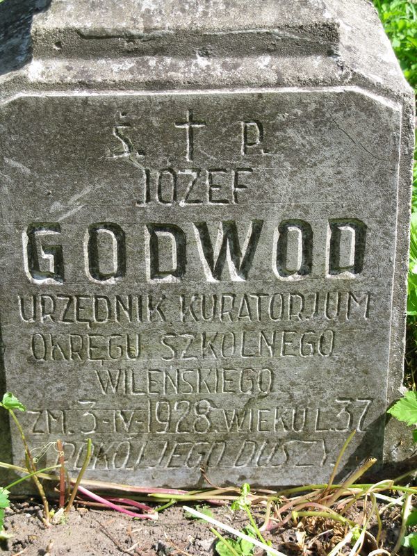 Tombstone of Jozef Godwod, Na Rossie cemetery in Vilnius, as of 2013