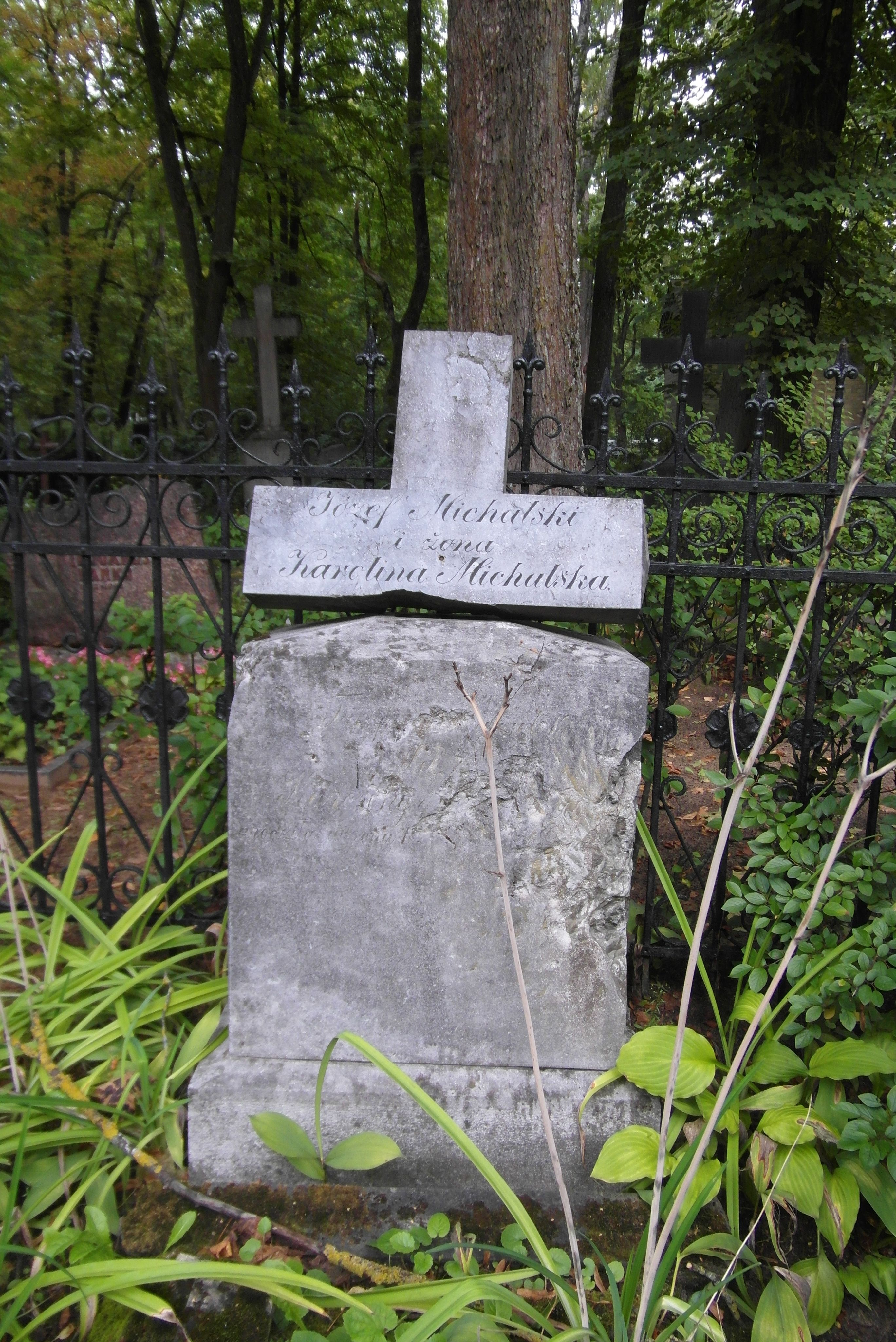 Tombstone of Jozef Michalski, Karolina Michalska, St Michael's cemetery in Riga, as of 2021.