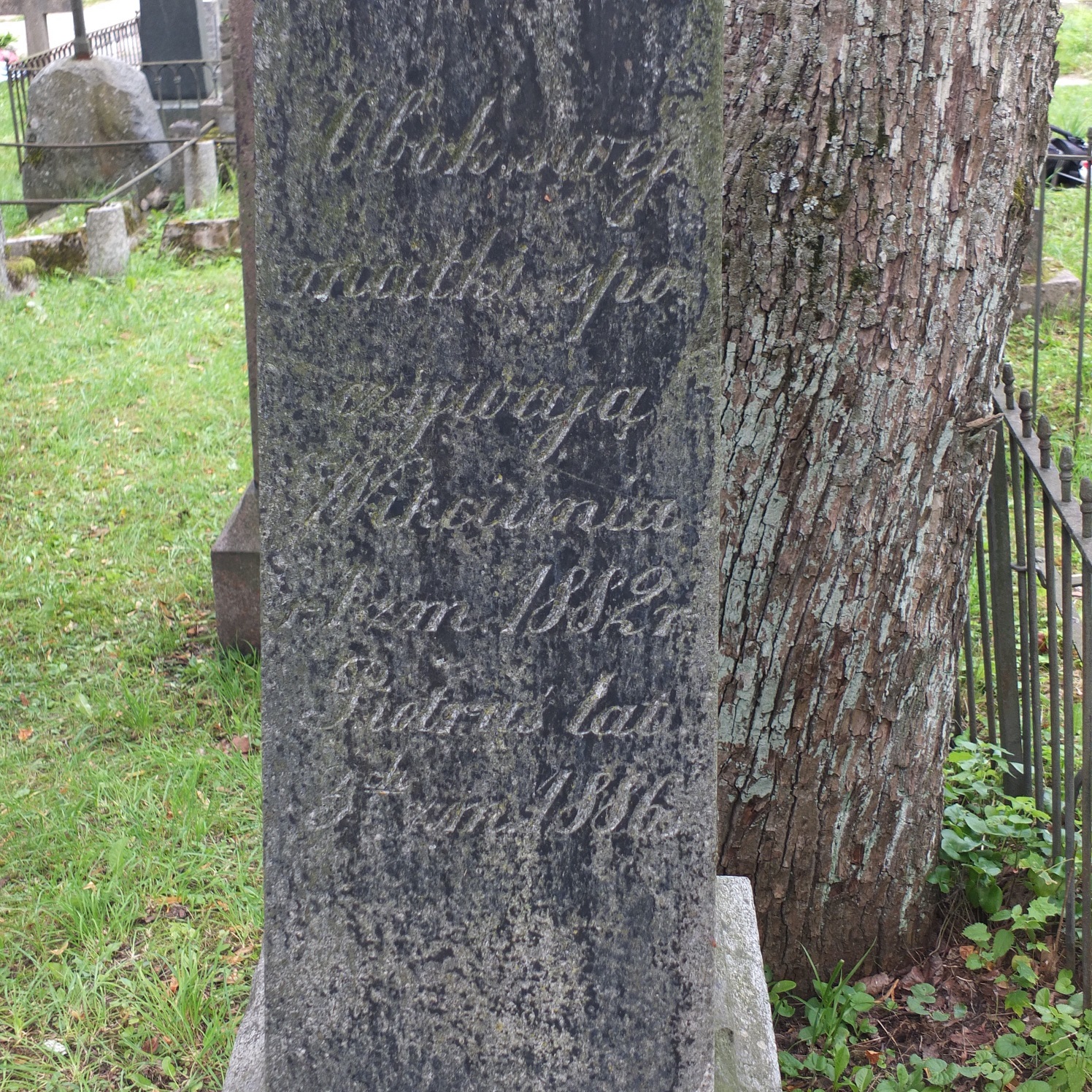 Fragment of the tombstone of the Hoppen family, Na Rossa cemetery in Vilnius, as of 2013.