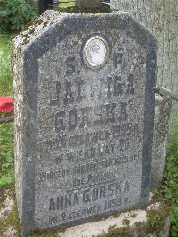 Fragment nagrobka Anny i Jadwigi Górskich, cmentarz Na Rossie w Wilnie, stan z 2013 r.