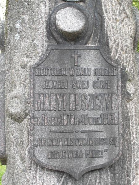 Fragment of a tombstone of the Ruszczyc family, Na Rossie cemetery in Vilnius, as of 2013.