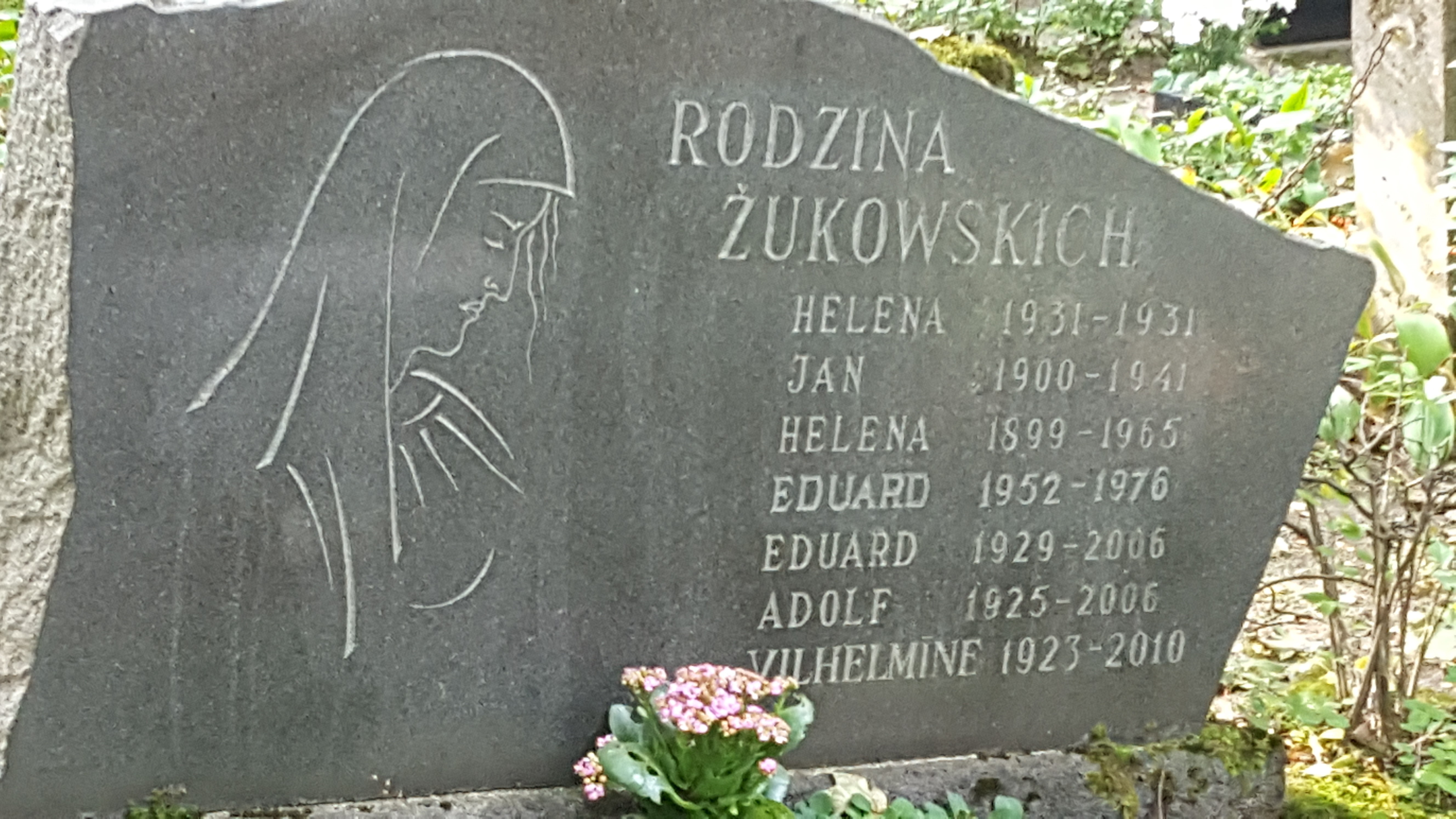 Tombstone of the Zhukovskis, St Michael's cemetery in Riga, as of 2021.
