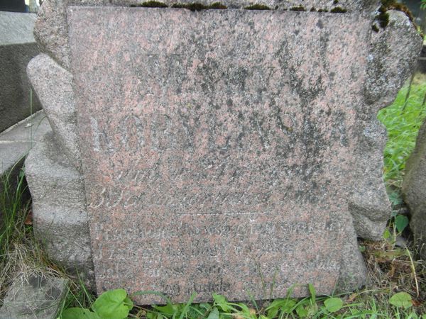 Fragment of Maria Kobylinska's tombstone, Na Rossie cemetery in Vilnius, as of 2013.