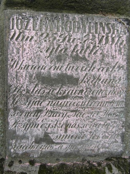Fragment of Jozefa Kobylinska's tombstone, Na Rossie cemetery in Vilnius, as of 2013.