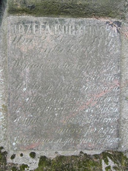 Fragment of Jozefa Kobylinska's tombstone, Na Rossie cemetery in Vilnius, as of 2013.