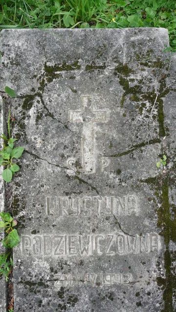 Fragment of the tombstone of Krystyna Rodziewicz, Na Rossie cemetery in Vilnius, as of 2013.