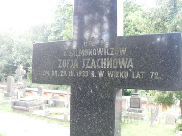 Fragment nagrobka Witolda i Zofii Szachno, cmentarz na Rossie w Wilnie, stan z 2013