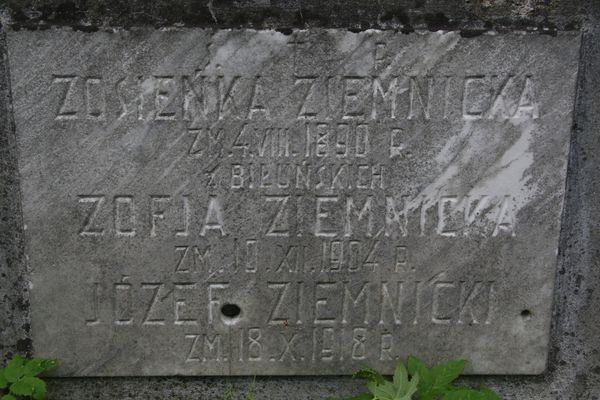 Tomb of Jozef, Zofia and Zofia Ziemnicki, Ross Cemetery in Vilnius, as of 2013