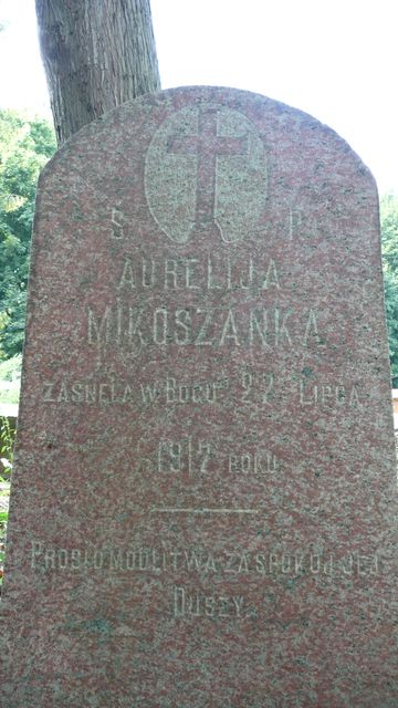 Фрагмент надгробка Аурелії Мікоші, кладовище Росса у Вільнюсі, стан на 2013 рік