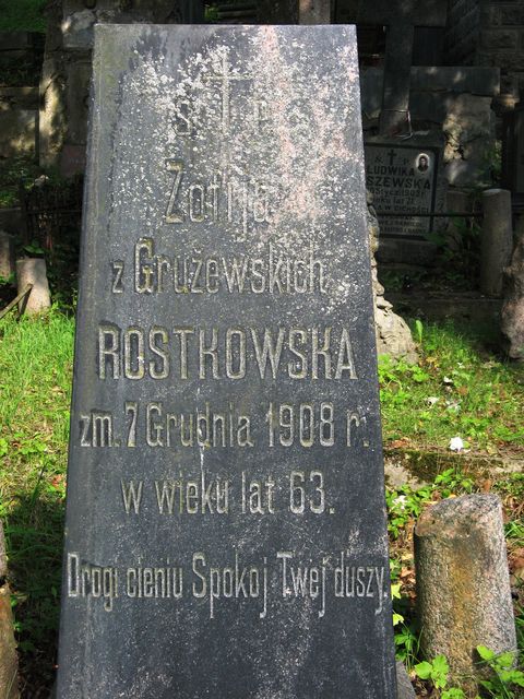 Fragment of the tombstone of Zofia Rostkowska, Rossa cemetery in Vilnius, 2013