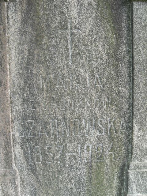 Fragment nagrobka Marii Czarnowskiej, cmentarz na Rossie w Wilnie, stan z 2013