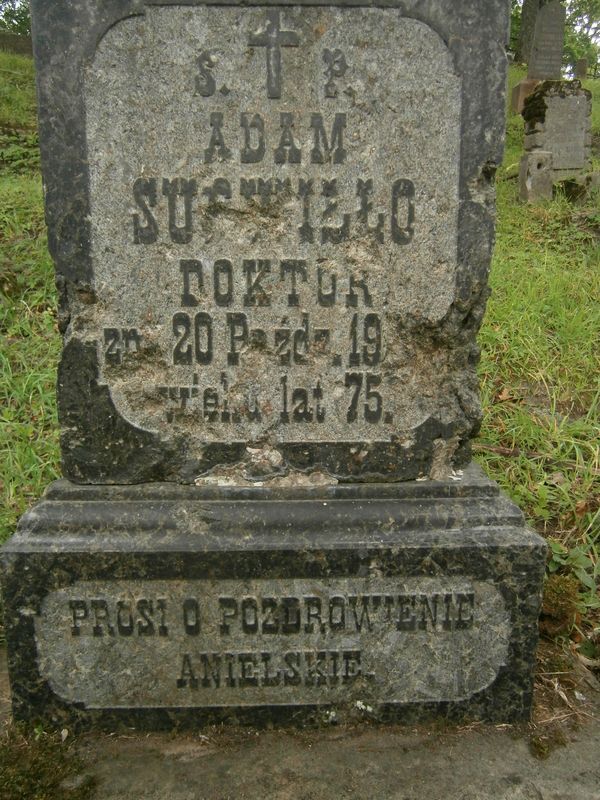 Inscription of Adam Surwiłł's tomb, Na Rossie cemetery in Vilnius, as of 2013