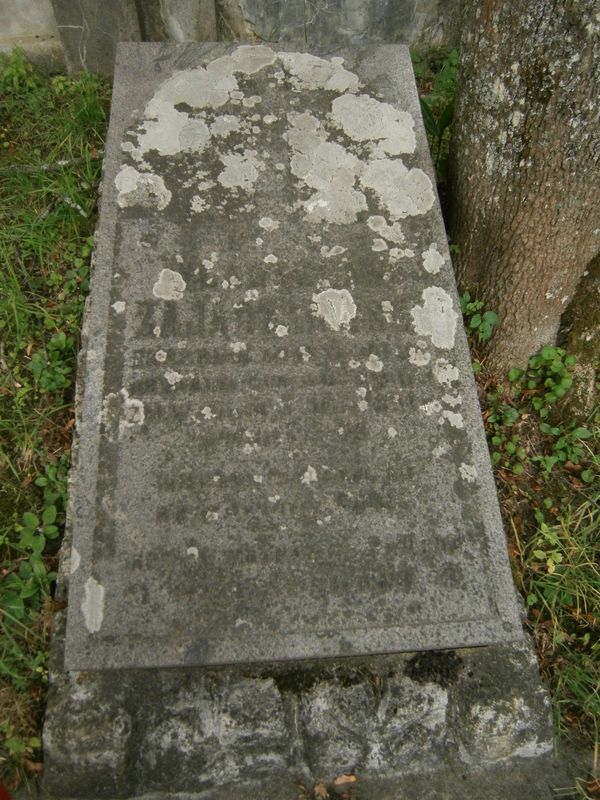 Inskrypcja nagrobka Władysława Zajączkowskiego, cmentarz Na Rossie w Wilnie, stan z 2013