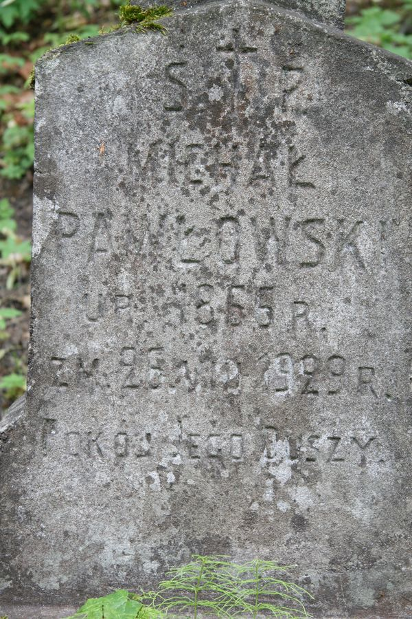 Напис на надгробку Міхала Павловського на кладовищі Росса у Вільнюсі, станом на 2013 рік
