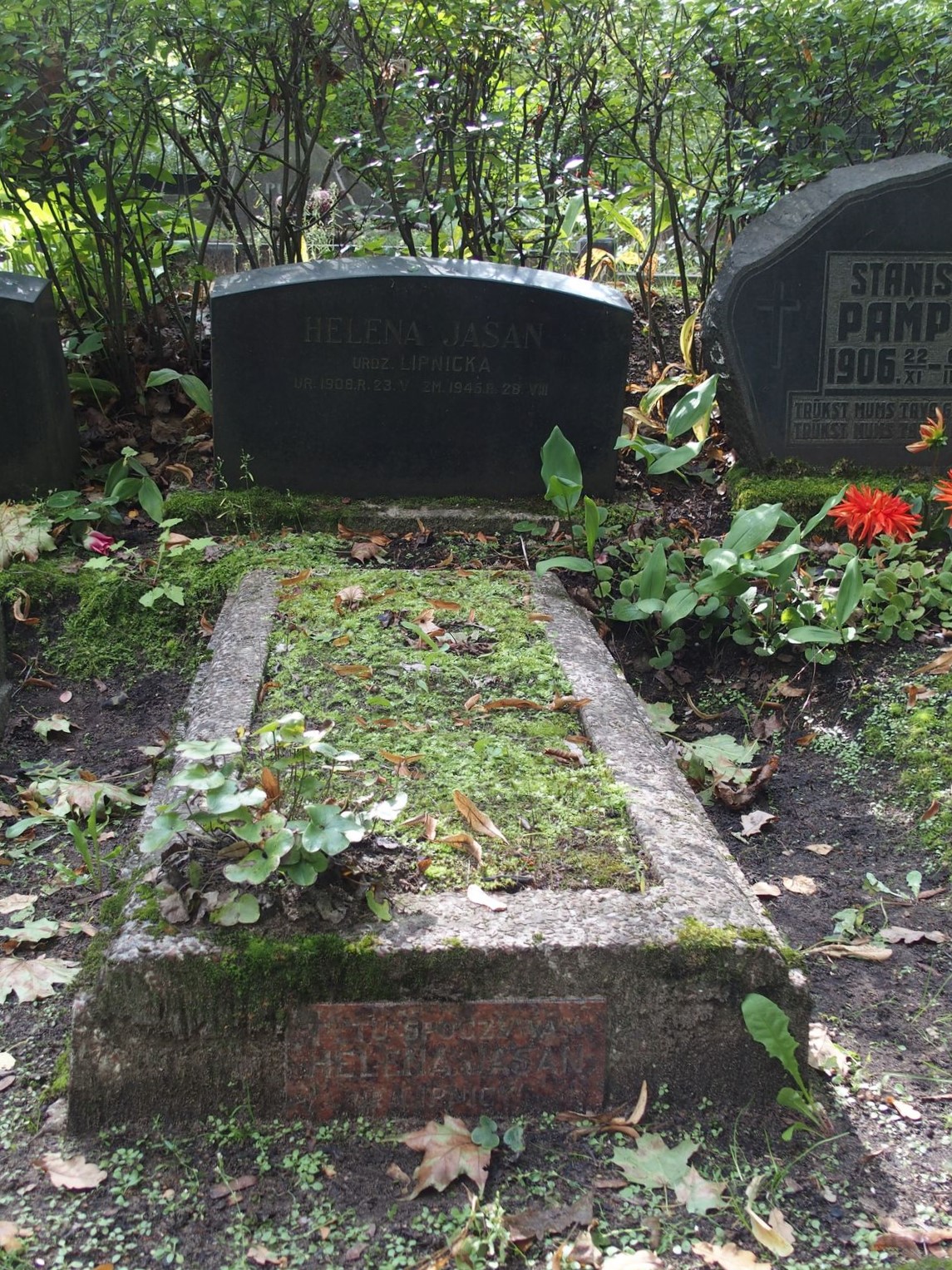 Tombstone of Helena Jasan, St Michael's cemetery in Riga, as of 2021.